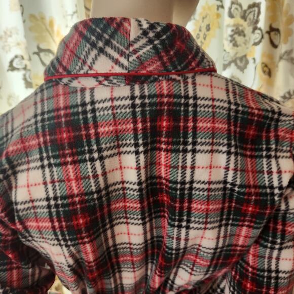 Lauren Ralph Lauren Fleece Robe Women Size XS Plaid Light Pocket Long Sleeve Tie - Picture 10 of 13